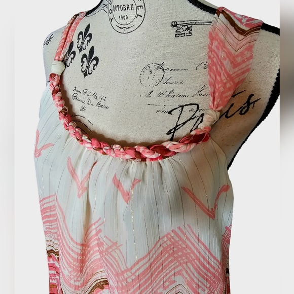 Guess Chevron Coral Sleeveless Top Size Medium - Picture 11 of 14